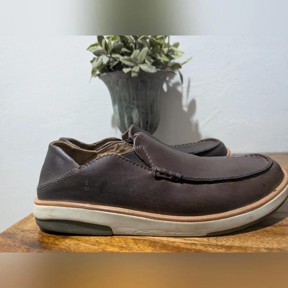 Men's OluKai Kahlia Shoes‎ Slip On Leather Shoe Size 9.5
